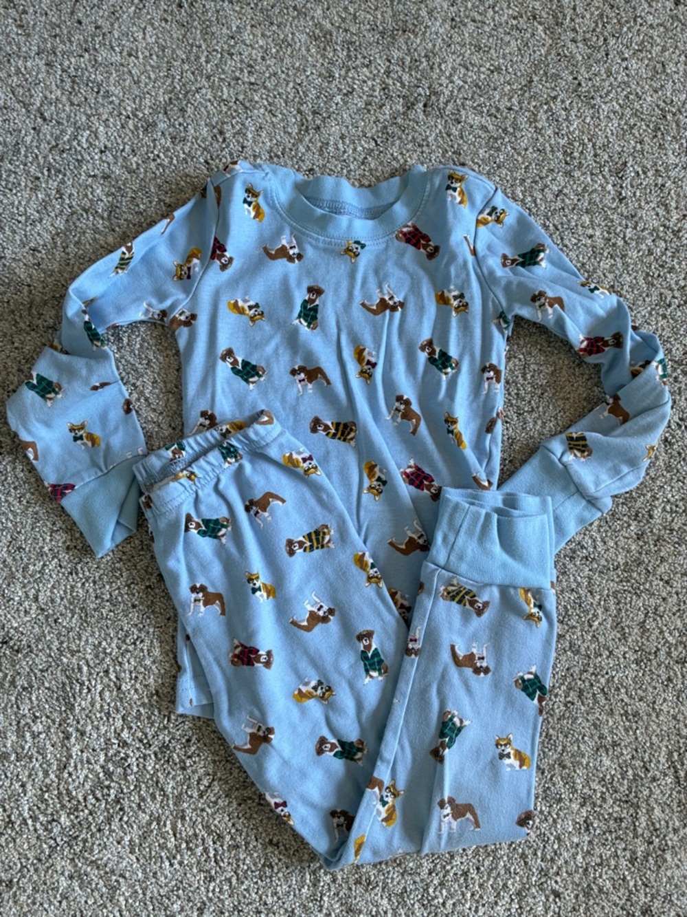 Janie and Jack Light Blue Dog Print Pajama Set